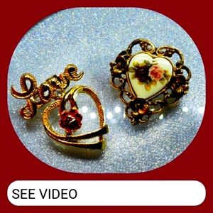 Free with $50 purchase- 2 Estate Heart Brooches ❤ for kitty rescues